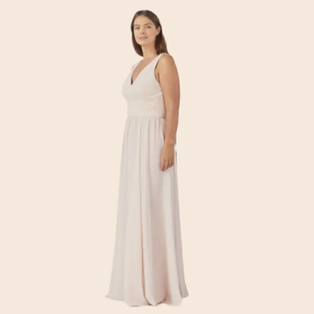 Amsale Justine Chiffon Maxi Gown iin Blush Pink Size 8